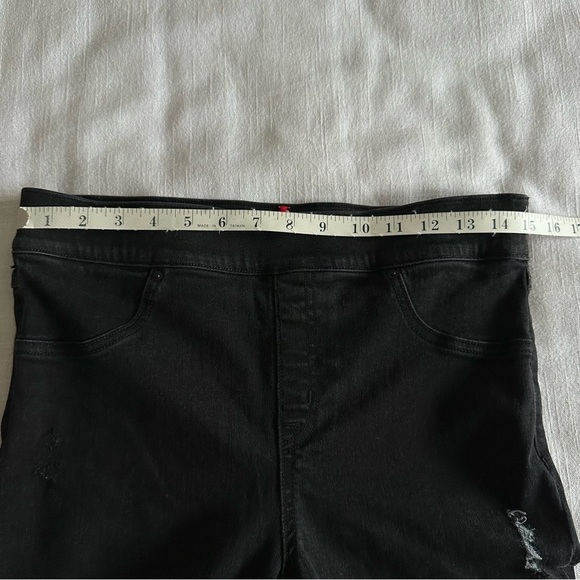 Spanx Jeans Womens Large Black Distressed Skinny High Rise Stretch Denim Pants - Picture 4 of 9